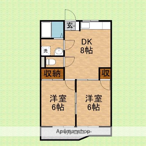 サンライズ志木(2DK/2階)の間取り写真