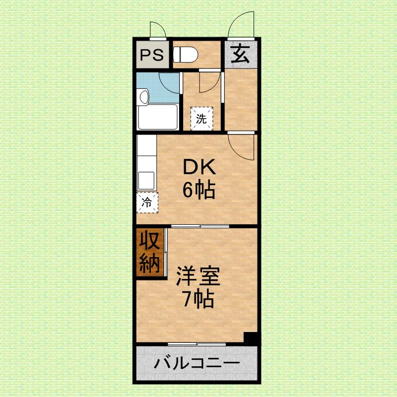 コーポシマ(1DK/4階)の間取り写真