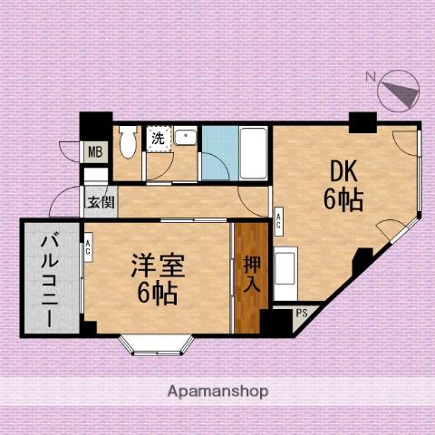 エクレール(1DK/2階)の間取り写真