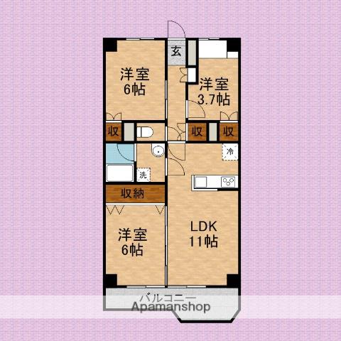 志木ファイブハイツ(3LDK/6階)の間取り写真