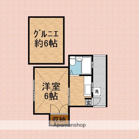 ガーデンコルテ(1K/2階)の間取り写真