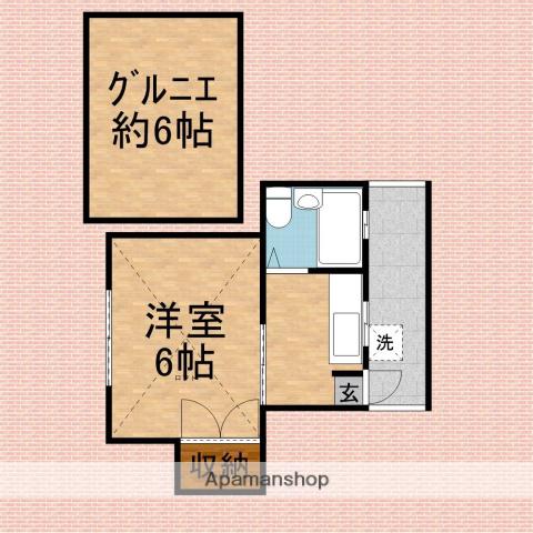 ガーデンコルテ(1K/2階)の間取り写真