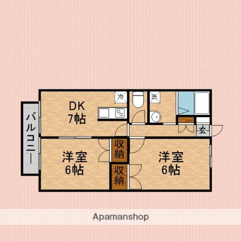 ウィスタリアコート(2DK/2階)の間取り写真