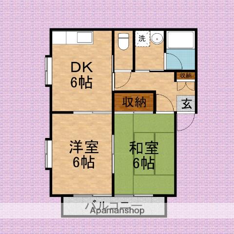 ドルフⅡ(2DK/1階)の間取り写真