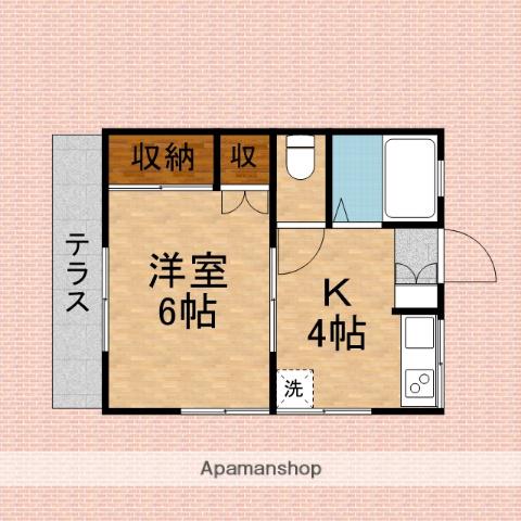 東武鉄道東上線 鶴瀬駅 徒歩7分 2階建 築41年(1K/1階)の間取り写真