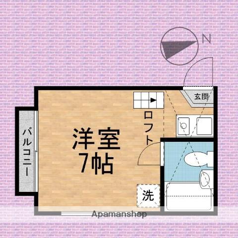 シャロン(ワンルーム/2階)の間取り写真