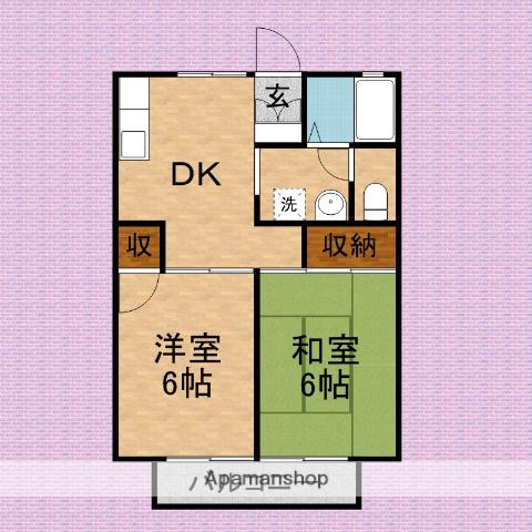 ファミネス(2DK/2階)の間取り写真