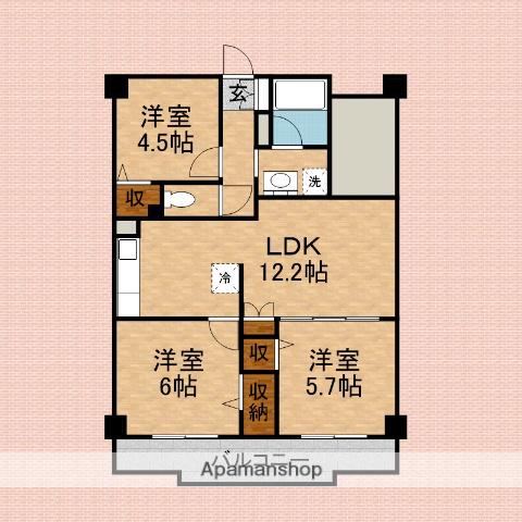 パークス新座(3LDK/4階)の間取り写真