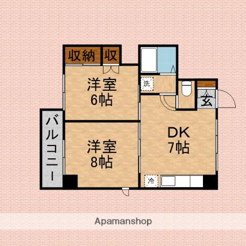 アーバンサイド(2DK/2階)の間取り写真