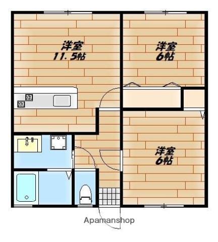 フローレンス川上参号館(2LDK/1階)の間取り写真