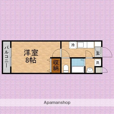 ソレアードⅡ(1K/4階)の間取り写真