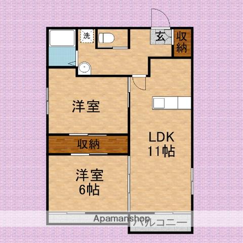 アネックス関沢(2LDK/2階)の間取り写真