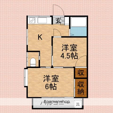 アパートメント正興NO.6(2K/1階)の間取り写真