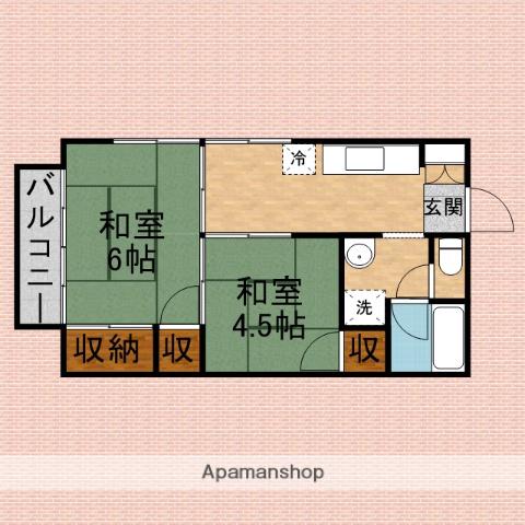 カッポ・鶴馬(2K/2階)の間取り写真