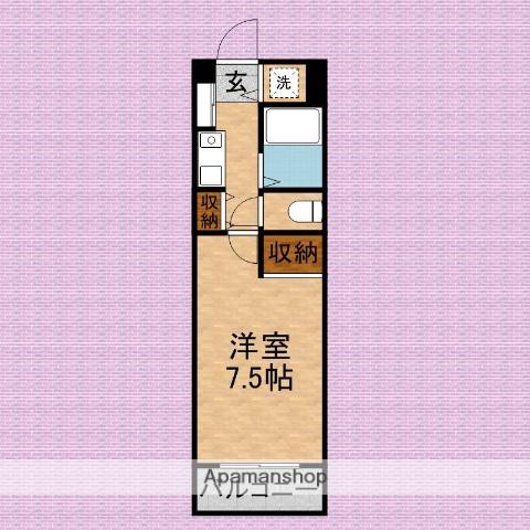 アルカサールS(1K/3階)の間取り写真