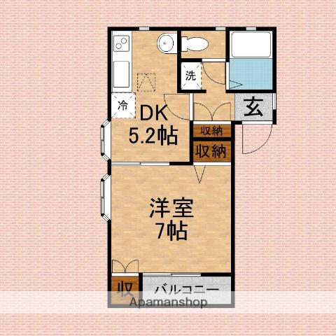 デュエット(1DK/1階)の間取り写真