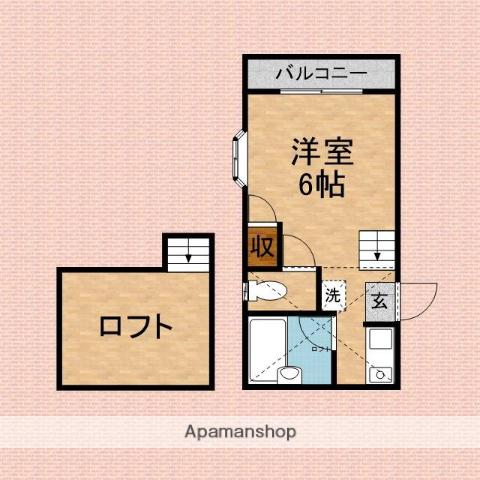 ヒノキコーポ(ワンルーム/2階)の間取り写真