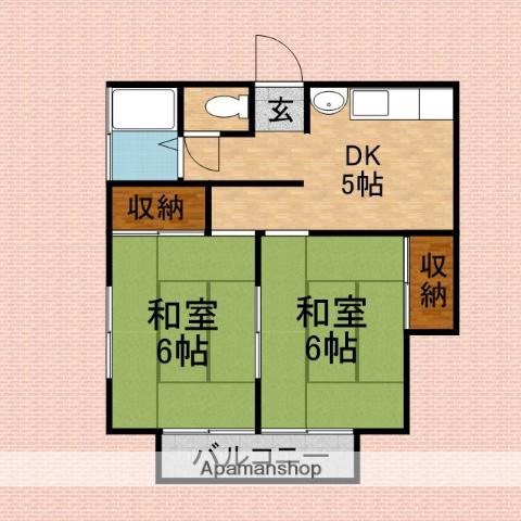 コーポナガサワ(2DK/2階)の間取り写真