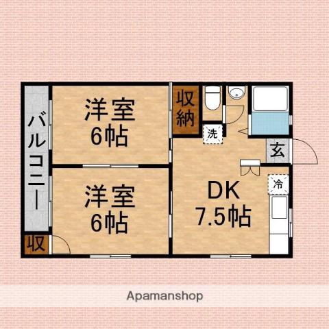 セントラルパーク(2DK/1階)の間取り写真