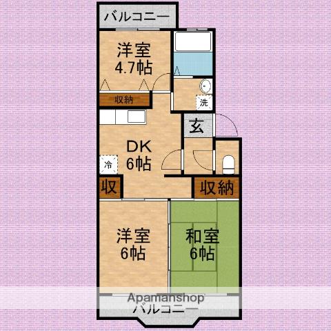 グランメール(3DK/2階)の間取り写真