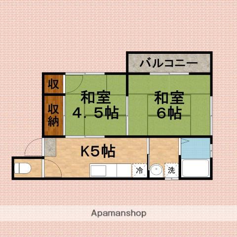 サンハイム(2K/2階)の間取り写真