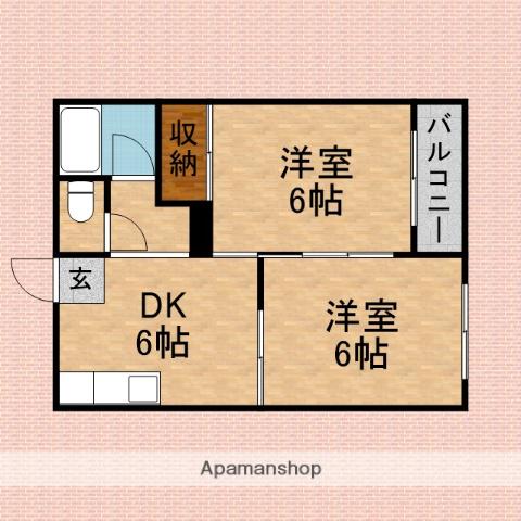 ウエストハイツ(2DK/1階)の間取り写真