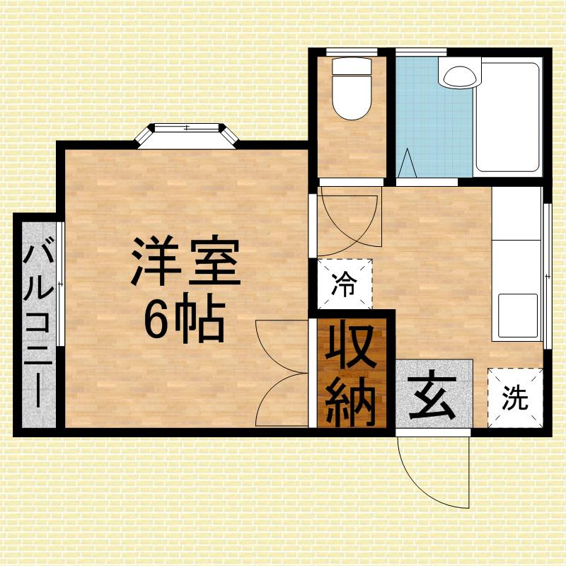 ドミール南台(1K/2階)の間取り写真