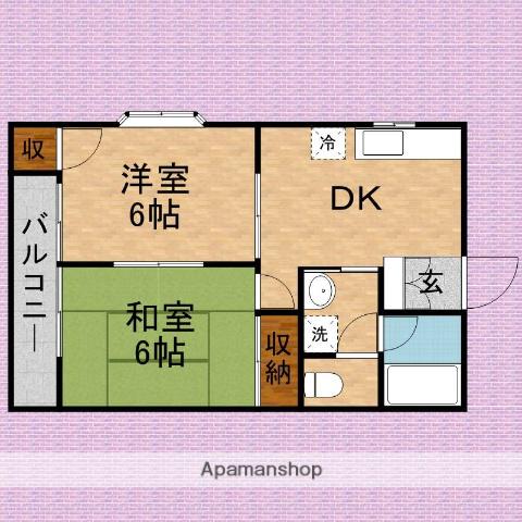 スィート ドリームB(2DK/1階)の間取り写真