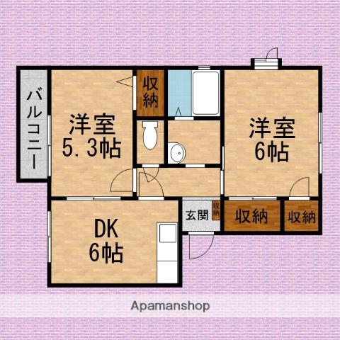 アンタレス北野(2DK/1階)の間取り写真