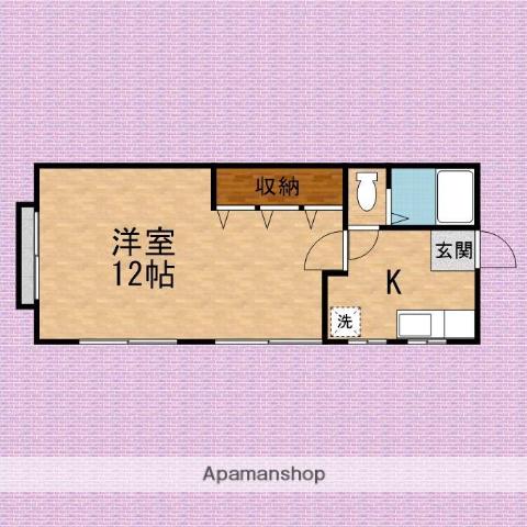 アップルパイⅥ(1K/2階)の間取り写真