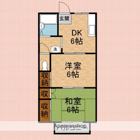 ロイヤルハイツD棟(2DK/1階)の間取り写真