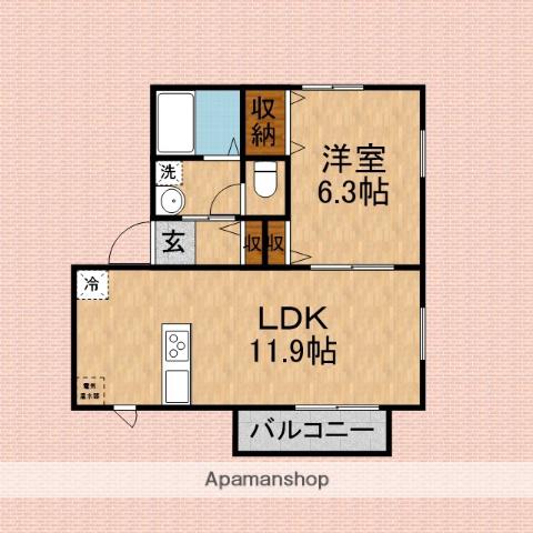 グレンビラⅡ番館(1LDK/2階)の間取り写真