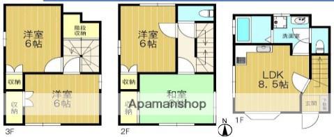 東武鉄道東上線 朝霞駅 バス乗車時間：15分 新座栄バス停で下車 徒歩3分 3階建 築37年(4LDK)の間取り写真