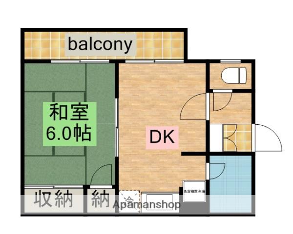 パルオーク(1DK/1階)の間取り写真