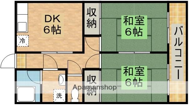 ゆたかハイツ(2DK/1階)の間取り写真