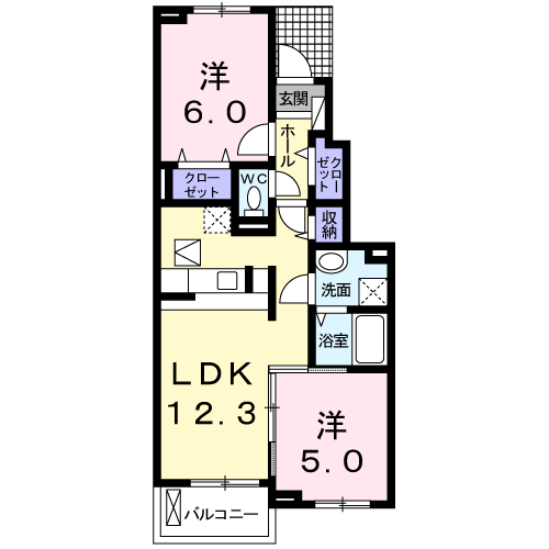 エイト ラックス Ⅱ(2LDK/1階)の間取り写真