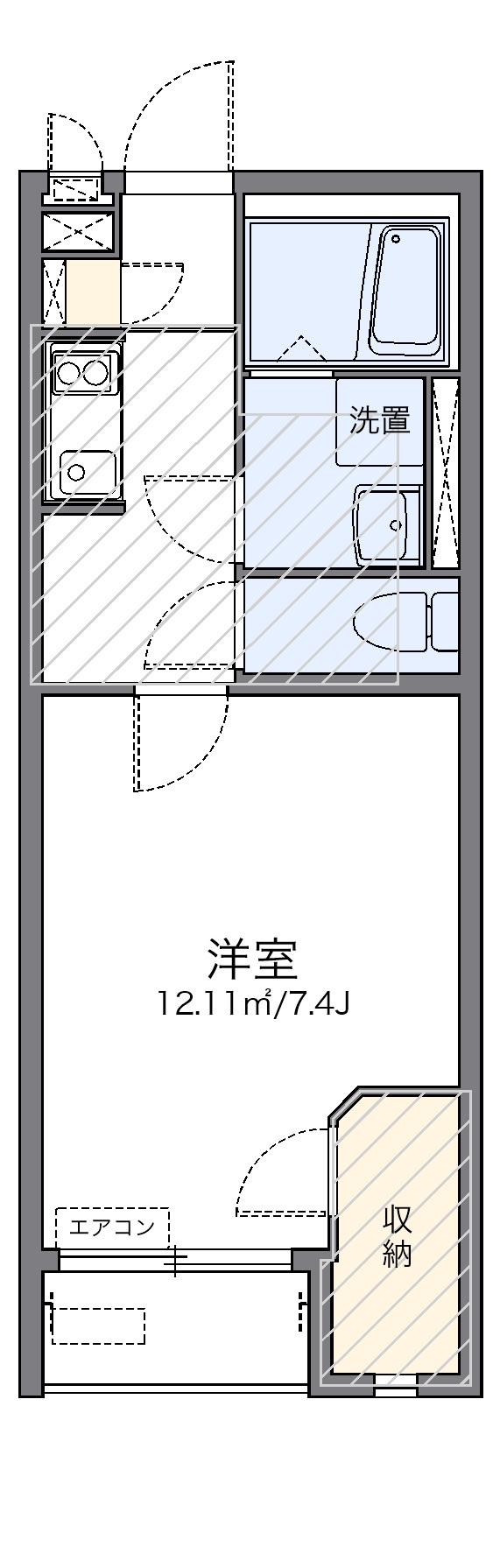 レオネクストスマイルシダー(1K/1階)の間取り写真