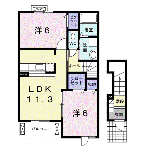 ウエストリバー二番館(2LDK/2階)の間取り写真