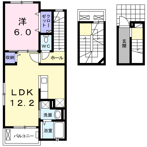 メゾン・ソレイユⅡ(1LDK/3階)の間取り写真