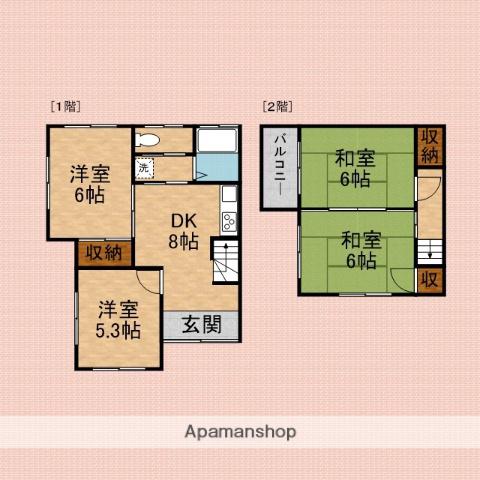 東武鉄道東上線 鶴瀬駅 徒歩37分 2階建 築49年(4DK)の間取り写真