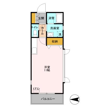 ビラフラワーヒル(ワンルーム/3階)の間取り写真