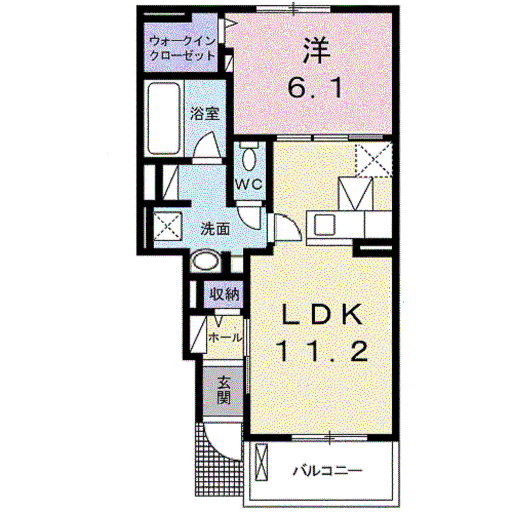 ティアラⅢ(1LDK/1階)の間取り写真