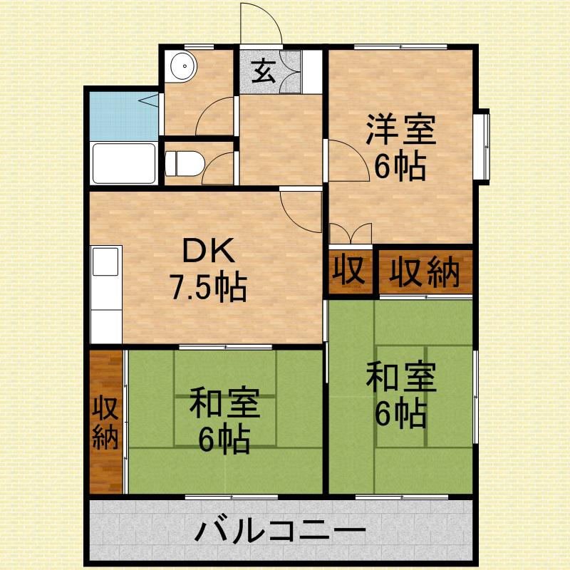 佐藤ハイム(3DK/2階)の間取り写真