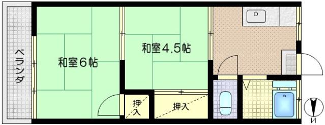 飯倉荘(2K/2階)の間取り写真