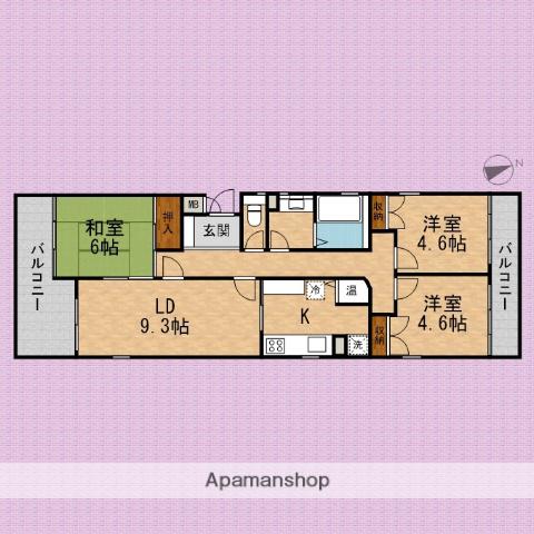 あさかヴィレッジ リニア棟(3LDK/3階)の間取り写真