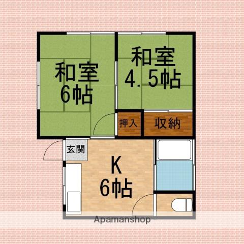 神栄荘(2K/1階)の間取り写真