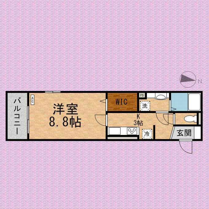 エミネンスⅢ(1K/2階)の間取り写真