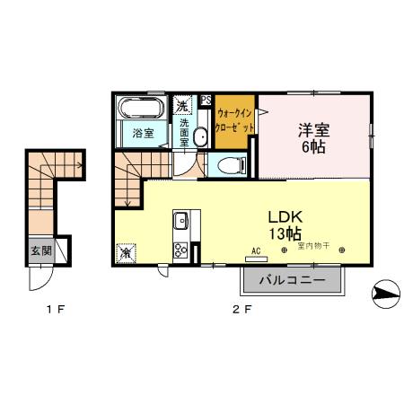 SUN MAISON KS(1LDK/2階)の間取り写真