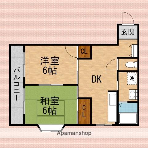 ハイツ本橋(2DK/3階)の間取り写真