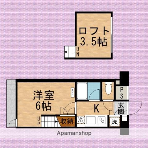 ミュージション 川越(1K/5階)の間取り写真